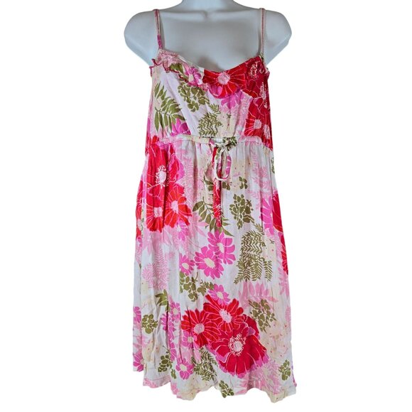 Aeropostale Size XL Spaghetti Strap Halter Dress White with Floral Print Pattern - Picture 1 of 7